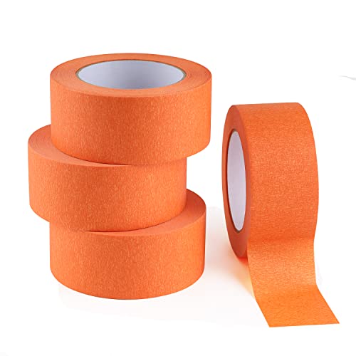 Lichamp 4 Pack Orange Painters Tape 2 Inch Wide, Medium Adhesive Orange Masking Tape Bulk Multi Pack, 2 Inch X 55 Yards X 4 Rolls (220 Total Yards) #TOP26