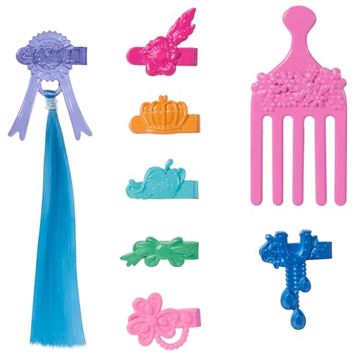 Barbie – LES MYSTÈRES DE BARBIE - À la Poursuite du Cheval Perdu, Poney et accessoires Crinière très longue à coiffer (les styles peuvent varier), HXJ36