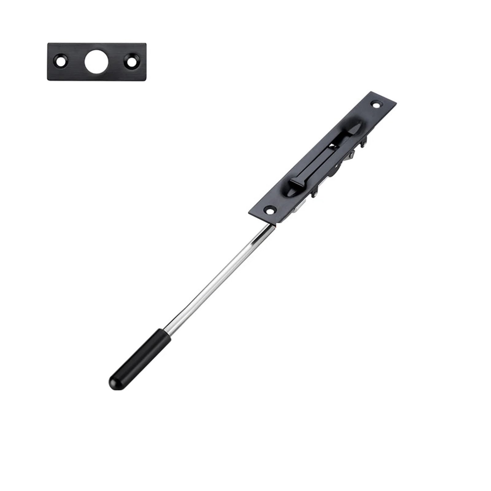 Ayztantine Women's Black 200Mm Door Flush Bolt Latch Lock Concealed Door 304 Stainless Steel Security Door Concealed Latch Of The Earth And For Bedroom, Bathroom(Black 200Mm)
