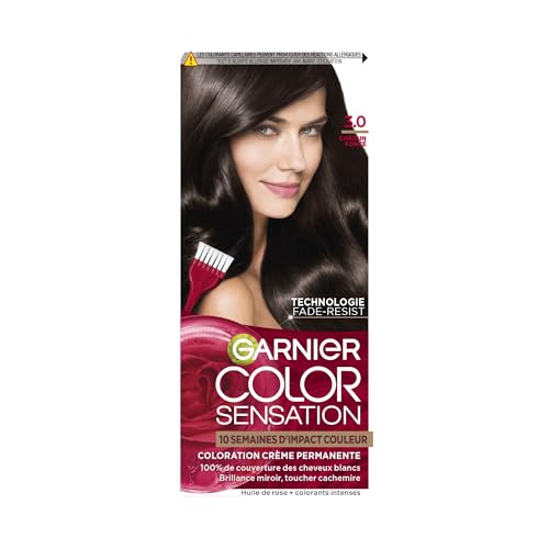 Garnier Color Sensation Coloration - Châtain Foncé 3.0 - Coloration Crème Permanente - Tous...