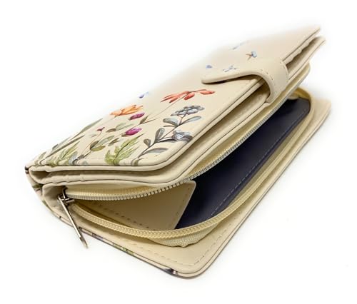 Shag Wear Dragonfly Meadow Large Insect Wallet for Women and Teen Girls Vegan Faux Leather 7" Beige3