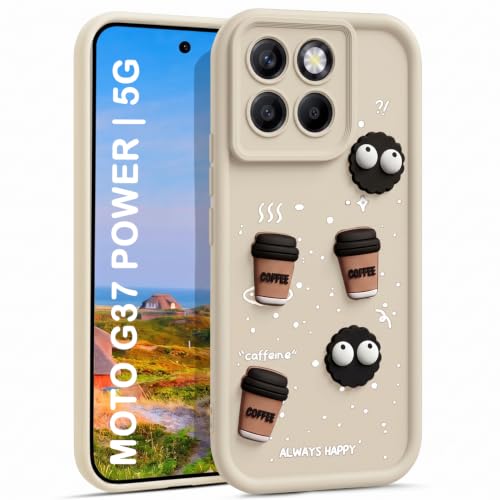 CRAFTIFY Back Case Cover Compatible for Motorola Moto G37 Power 5G | Cute Fun Cartoon 3D Ball | Coffee Silicone Case | Camera Protection | Body Protection | Shock Proof | Color Black
