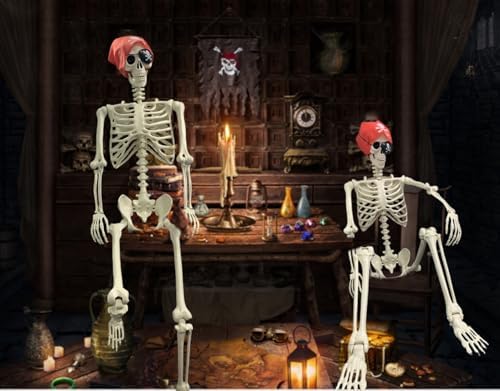 414ogmme+GL._AC_ Aweilan Halloween Skeleton Life Size Realistic Human Bones with Movable Joints for Halloween Skeleton Prop Decoration 2 Packs