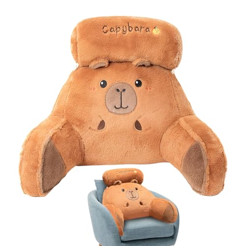 Yplkm Cojín Reposacabezas para Cama - Respaldo Capibara con Diseño Ergonómico | Soporte con Reposabrazos Integrados,Soporte Lumbar Cervical Adultos Niños Lectura Sofá Descanso