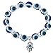 Lucky Evil Eye Bracelets Set Colorful Turkish Amulet Hamsa Evil Eye Beaded Charm Stretch Elastic Bracelet for Women Men-Blue