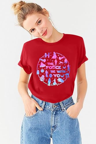 Image of FRYAID Women May The Power Be with You Graphic T Shirt Short Sleeve Casual Tops Summer Fun Vacation Shirt Soft Casual Fit