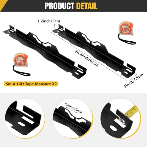 Image of Wheel Alignment Tool, Toe Alignment Tool Plates, Including Tape Measure and Gloves, for Quick and Accurate Measurement of DIY Car Front-end Adjustments (Black)