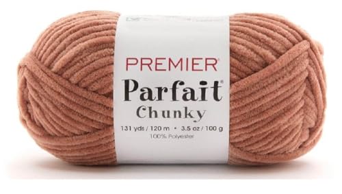 Image of Premier Yarns Parfait Chunky Chenille 3.5 Oz 6 Super Bulky Weight 3 Pack Bundle with Bella's Stitch Place Holders (Acorn)