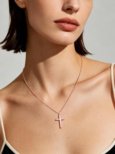 Image of U7 Cross Necklace for Women,Silver /14K Gold Plated Cross Necklace with 18-20 inch Box Chain,Tiny /Medium /Large Cross Pendant Necklace Religious Necklaces Christian Jewelry Gift for Her