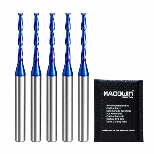 5Pcs 1/8" Upcut Spiral Plunge Router Bit CNC for Carving