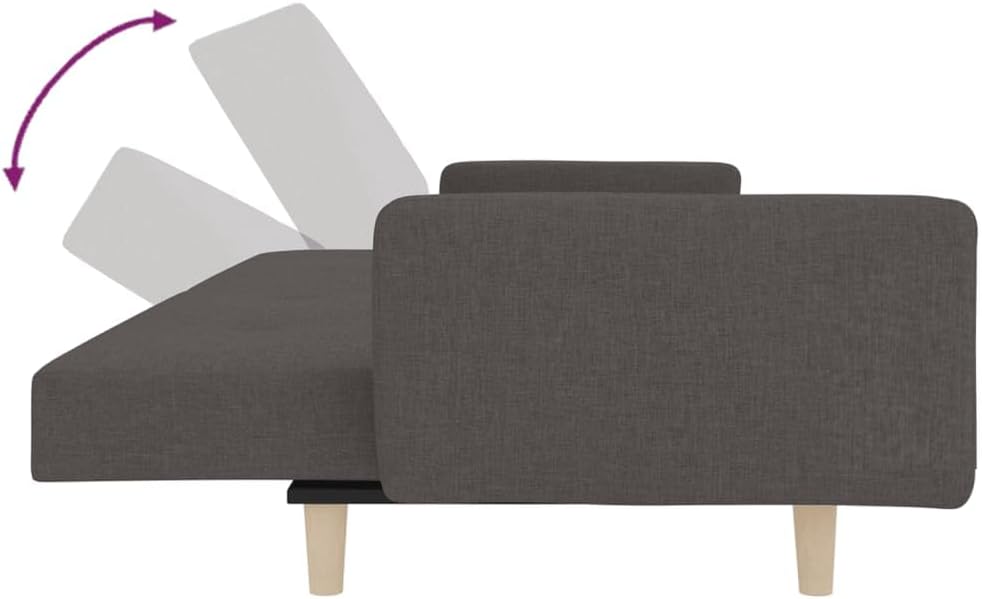 Sofa Bed Dark Grey Fabric (100% Polyester) Living Room Furniture