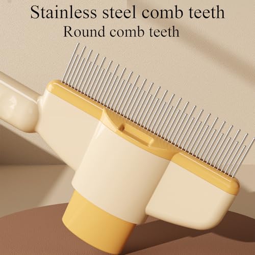CHUNLIGOUJI Selbstreinigender Flohkamm für Haustiere, selbstreinigender Katzenkamm, Haarbürste, Flohkamm, Kamm zur Entfernung von Tierhaaren, Flohkamm, Fellpflegebürste (green1pcs)