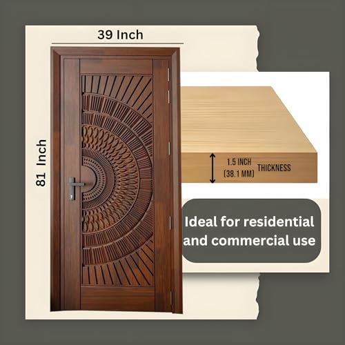 Image of Sagwan Wooden Fancy Gate for Your Home Front Door with Unique and Modern Design Hand Carved Size Lx81-Wx39 Inch Thickness 1.5 in.