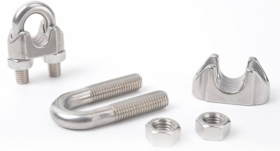 PHCOZY 5 PCS M4 Morsetti Serracavo In Acciaio 304 Per Funi Metalliche Morsetti Per Cavo Acciaio M4 Con Dado Di Bloccaggio In Acciaio Inox Con Dadi Di