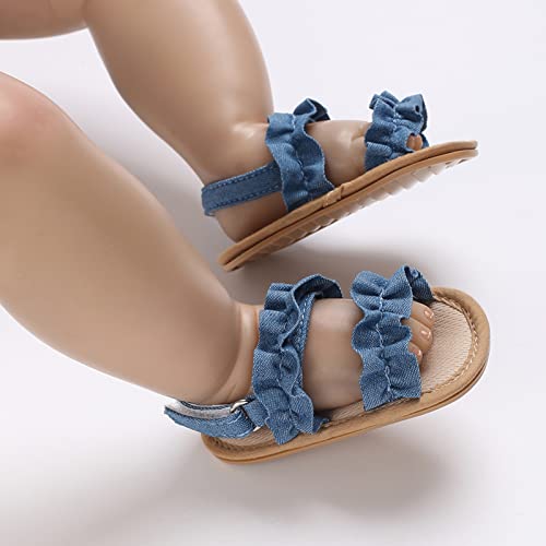 Kids Summer Shoes Girls Sandals Flat Bottom Non Slip Open Toe Solid Color Cloth Pleated Upper Cute And Comfortable4