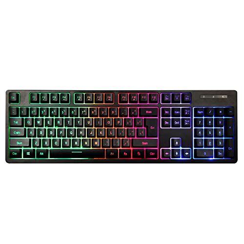 1STPLAYER Fire Dancing Membrane/Mechanical Feeling USB Wired Gaming Keyboard K5 with Colorful Rainbow