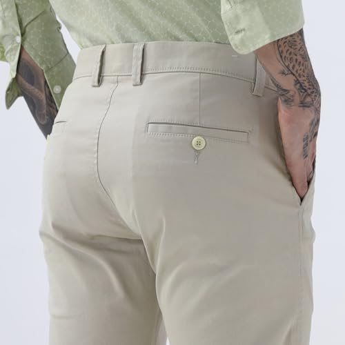 Image of BASICS Premium Cotton Stretch Formal Trousers for Men | Office Pants