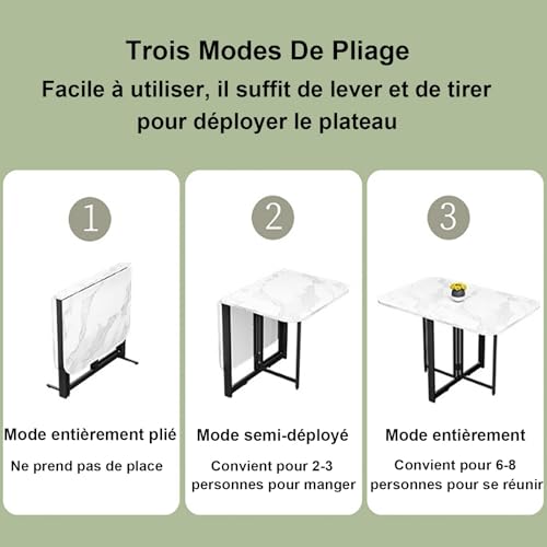 Table pliante mobile blanche de 100cm pour un dîner convivial en cuisine