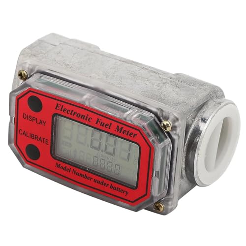 庭のホース散水メーター ミニデジタル水流量計 高解像度LCDディスプレイ 10-200L/分 1インチNPT(Red)