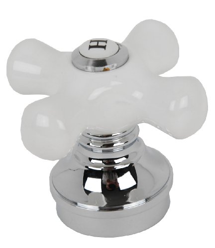 Grifería de bañera y ducha de 8" con tres manijas, baño cromado, sin arandelas, manijas de porcelana cruzada - Plumb USA 34580CP miniatura 3