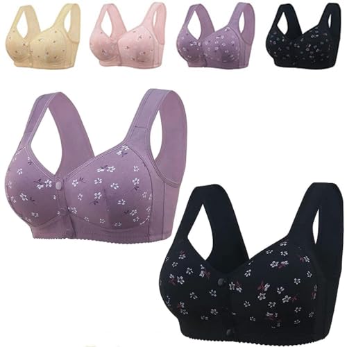 Women's High Support Push Up Sports Bra Full Coverage Padded Snap Front Closure Daily Workout Comfort Active Bra (2pcs b)