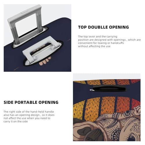 Pug dog Yoga Luggage Cover Washable Elasticated Luggage Covers for Suitcase tsa Approved Stylish Dust and Scratch Resistant Luggage Case Protector for Kids and Adults -4