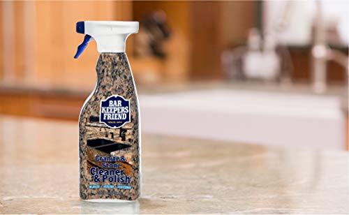 Bar Keepers Friend Granite & Stone Cleaner & Polish (25.4 oz) Granite Cleaner for Use on Natural, Manufactured & Polished Stone, Quartz, Silestone, Soapstone, Marble - Countertop Cleaner & Polish (1)