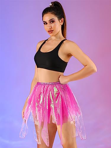 Fstrend Women's Tutu Skirts Layered Tulle Tassel Dance Princess Girls Ballet Petticoat Bubble Sequins Short Costume Skirt