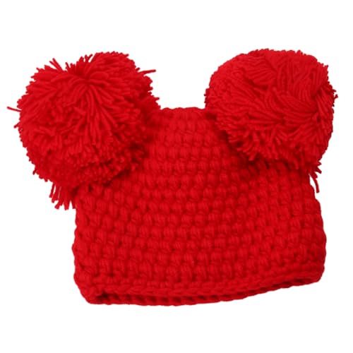 Lovely Christmas Hat Warm Woolen Cap for Months Soft Stretchable Design for Boy Girl Unique Shape Fine Workmanship for Holiday Season Red