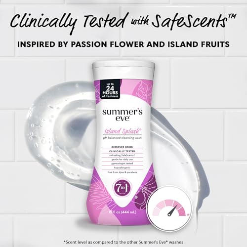 Image of Summer's Eve Island Splash Refreshing Daily All Over Feminine Body Wash, Removes Odor, Feminine Wash pH Balanced, 15 fl oz, 12 Pack | Summers Eve Feminine Wash, Gentle pH-Balanced Body Wash for Women, Feminine Care to Remove Vaginal Odor, Gynecologist Tested