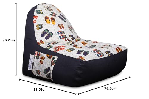 Image of Style Homez Urban Design Denim Canvas Abstract Printed Bean Bag XXL Size Filled with Beans Fillersr