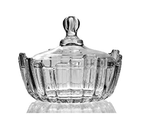 Image of Pure Source India Glass Candy Jar /Candy Bowl 5 Inch - Multicolor, 500 Ml