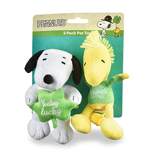 Peanuts for Pets Characters Feeling Lucky St Patrick’s Day Squeaky Pet Toy - 2 Pieces - Peanuts Dog Toys - Leprechaun 9 Inch - 1 Pack