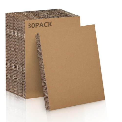 Jiaoshou Pan 30 Pezzi Cartone Ondulato, 3mm Cartone Rettangolare, Fogli Cartoncino Ondulato per Artigianato, Scatole, Modellismo, Arti e Mestieri (A4)