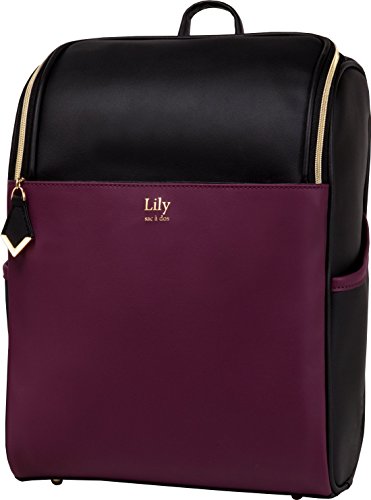 NATURAL design リュック レディース バックパック 大人ランドセル お洒落 レザー Lily ブラック×ワインレッド 400×280×150mm