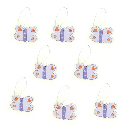 Image of A&D Hanging Air Freshener for Car, Home, Office, Bathroom | 8 Pack | Multiple Designs & Scents (Bikini Tree|Heart|Fish|Bee|Waterdrop|Sock|Golf Ball|Bikini Butterfly) (Bikini Butterfly (Jasmine))