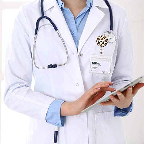 Badge Reel Retractable Cute Id Card Badge Holder With Sturdy Alligator Clip Name Nurse Decorative Badge Reel Clip On Card Holders (3 Pack Cow Print & Leopard) #TOP4