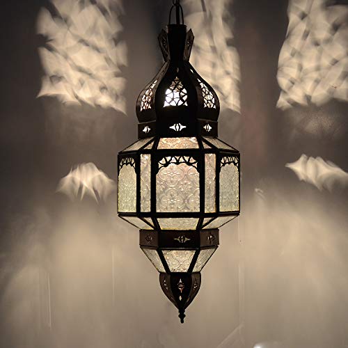 LORIENT Orientalische Lampe Pendelleuchte Lux Dunkelbraun H 47 cm E14 Lampenfassung wie aus 1001 Nacht | Metallfarbe… – Bild 3