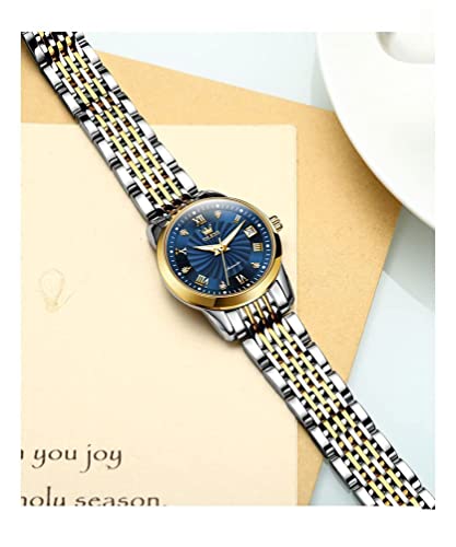 OLEVS Women Automatic Watch Diamond Mechanical Self Winding Fashion Elegant Dress Wrist Watch Luminous Waterproof Stainless Steel Date