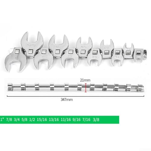 11 Piece Crowfoot Wrench Set Chrome Plated Carbon Steel 38 Inch Drive Open End Spanners for Use in Confined Mechanical Spaces - Image 7