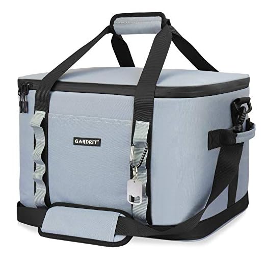 GARDRIT 60 Can Large Cooler Bag - Collapsible Insulated Lunch Box, Leakproof Cooler Bag Suitable for Camping, Picnic& Beach (39L/Grey)