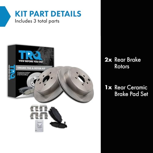 Image of TRQ Rear Brake Pad and Rotor Set Ceramic Compatible with 2010-2014 Subaru Legacy 3.6R Limited 2010-2013 Legacy 3.6R 2010-2012 Premium