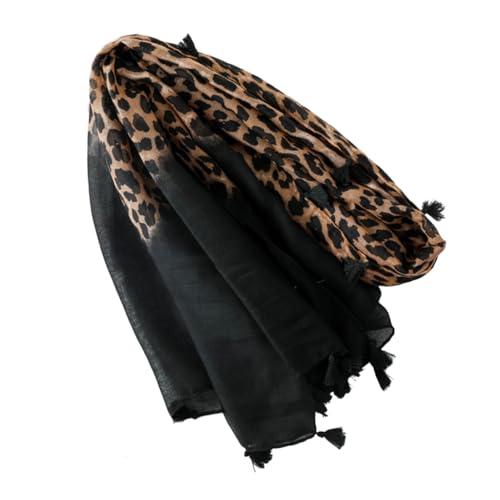 Cotton and Linen Leopard Gradient Scarf for Women Shawl Wrap Lightweight Autumn Winter Long Scarf Stylish and Versatile for Casual and Formal Occasions