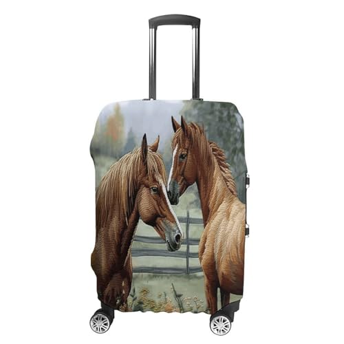 Housse de valise chevaux blanc M en polyester élastique lavable