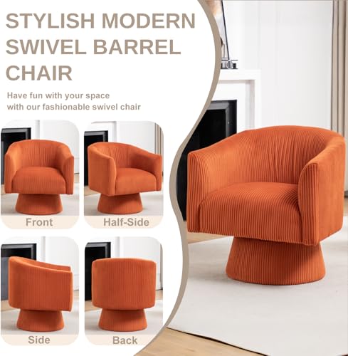 Sillón giratorio moderno tapizado naranja miniatura 6