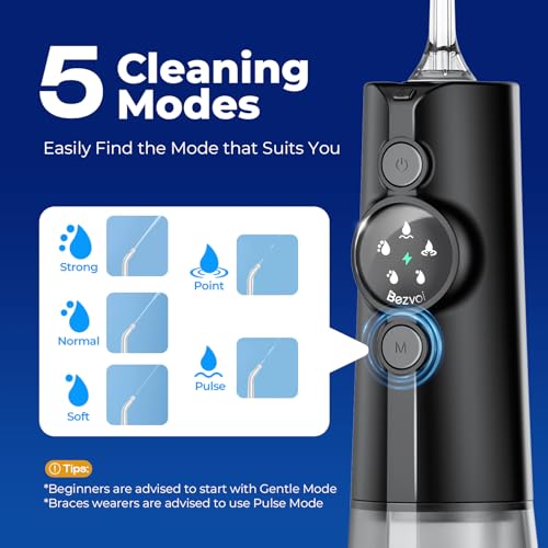 Image of Cordless Water Flosser for Braces, LED Display 5 Modes, 300ML Tank, 6 Tips | 40-Day Battery Life, USB-C Rechargeable, IPX7 Waterproof, Dental Teeth Pick for Sensitive Gums, Orthodontic, Teeth Cleaning