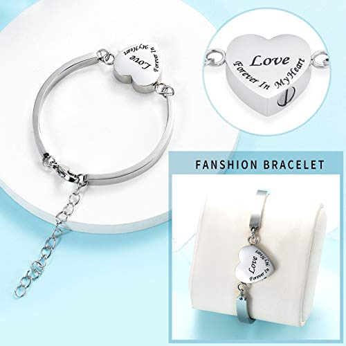 Mingkejw Cremation Urn Bracelet For Ashes For Women Stainless Steel Heart Urn Cuff Bracelet Cremation Keepsake Jewelry For Ashes #TOP3
