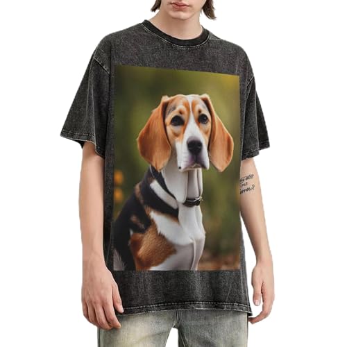 T-shirt Beagle pour hommes en coton vintage délavé de qualité supérieure