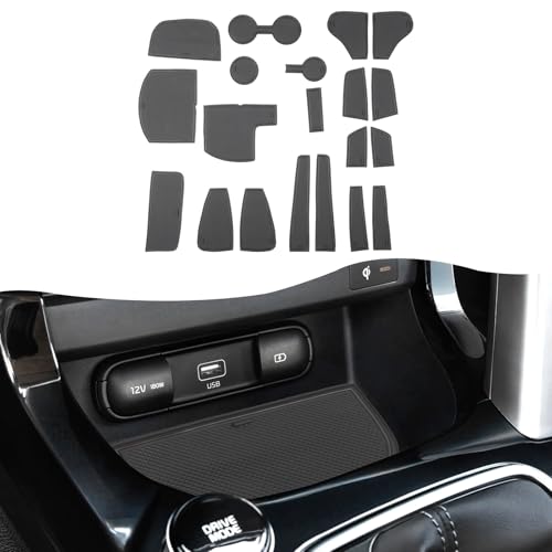 SXCY for 2026 Kia Seltos Door Slot Mats 2025 2026 Seltos Cup Holder Inserts Liner for 2021-2025 2026 Kia Seltos Accessories Cupholder Console Inserts Liner Waterproof Anti-dust Mats(Black)