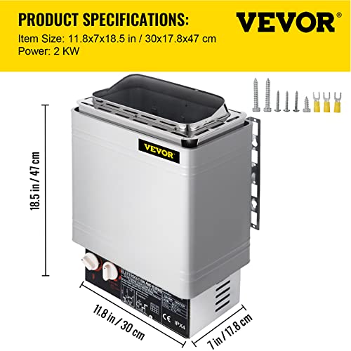 Vevor Sauna Heater 2Kw Dry Steam Bath Stove 110V-120V With Internal Controller For Max.105.9 Cubic Feet Home Hotel Spa Shower #TOP6
